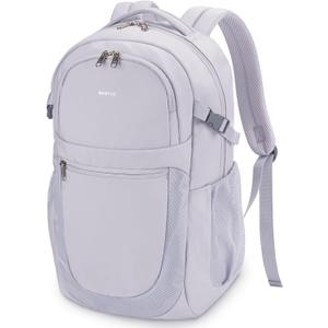 ECOHUB Travel Backpack for Women, 17.3 inch Suspended Laptop Backpack, Fashion Water-Resistant College Computer Bookbag, 28L Personal Item Bag with 12 Pockets for Causal, Work, Grey