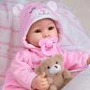UOFTKIZ Baby Dolls Girl - 17" Real Life Baby Doll, Soft Body Doll with Feeding Toy Kit, Gift for Grandparents, New-Parents, Kids 3+