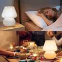 ULAROOM USB Plug-in Mushroom Lamp Small Bedside Table Lamp with 3 Temperature LED Bulb,Free Dimming Nights Light for Bedroom/Living Room/Entryway/Corner Decor (Stripe White)