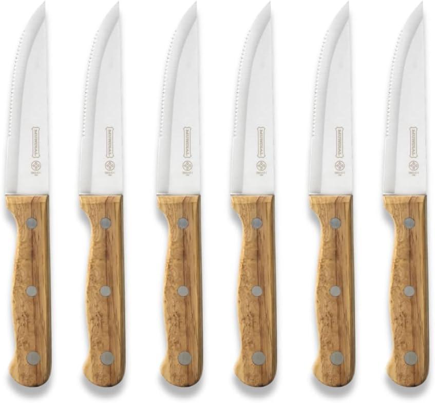 Mundial 5 inch Steak Knife Set of 6 pieces with Wood Handle