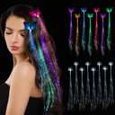 15 Pack Led Light Up Fairy Hair Accessories Braid Extension Clips for Women Girls, Glow in the Dark Party Favors Supplies Neon Rave Accessories Wig for Festival Halloween Christmas Birthday