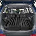 Inflatable SUV Air Mattress Bed Car Mattress for SUV, Double-Sided Flocking Travel Camping Bed Car Air Mattress, Car Sleeping Mattress Bed for Universal SUV with Car Air Pump 2 Pillows (Black)