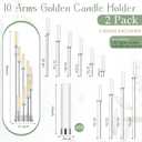 2 Pack 10 Arms Wedding Candelabras Centerpiece,50 Inches Tall Floor Standing Candle Holders with Clear Acrylic Shades, Silver Gold Candelabra for LED Candles Bridal Shower Party Decor(Silver)