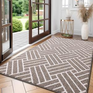 OLANLY Large Indoor Door Mat, 59x35 Inch, Dirt Resistant and Absorbent, Non-Slip Rubber Backing Floor Mats, Easy Clean Low-Profile Doormat for Entryway, Front Door, and Inside Entrance, Khaki