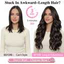 ALXNAN Clip in Long Wavy Synthetic Hair Extension 4PCS 24 Inch Dark Brown Thick Hairpieces Fiber Double Weft Hair for Women