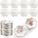 Teenyyou 8 Pcs Ceramic Trinket Dish Lotus Leaf Jewelry Tray Small Ring Dish for Earrings, Rings, Jewelry Holder, Key Bowl(White)