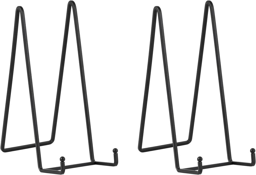 Large Plate Holder Display Stand - 12 inch Super Tall Big Plate Stands for Heavy Duty Display - Metal Picture Frame Stand - Tabletop Easel Stand for Decorative Platter | Plaque | Book - 2 Pack - Black
