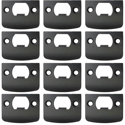 EATAKWARD 12 PCS Door Strike Plate, Black Deadbolt Strike Plate with Srews, Stainless Steel Deadbolt Covers Door Reinforcement Kit