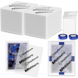 120 Pack Trading Card Shipping Protectors, 3.5'' x 4.5'' Plastic Card Protector with Tape Rolls for Mailing Sports Cards
