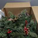 Set of 2 30 Inch Prelit Outdoor Christmas Trees, Artificial Battery Operated Snow Flocked Xmas Tree with Stake, Silver Berries, Pine Cones, Ball Ornaments, 8 Lighting Modes & Timer Included