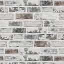 Brick Wallpaper Peel and Stick Wallpaper 17.3"x78.8" Grey and White 3D Brick Wallpapers Self Adhesive Vintage Wall Paper Removable Textured Contact Paper for Fireplace Kitchen Home Decoration Vinyl
