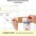 ARCOBIS Dry Erase Calendar Whiteboard Cork Board Combo, 24"x18" Magnetic White Board Calendar Dry Erase for Wall, Gold Frame Monthly Combination Board for Office, Home, School