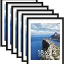 PEALSN 18x24 Poster Frame Set of 6, Display Pictures 16 x 20 with Mat or 18 x 24 Without Mat for Wall Mounting Display, poster frames 18 x 24 for Wall Decor, Black