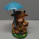 Solar Garden Statues Resin Loving Highland Cow Umbrella Lights Outdoor Decor Gifts for Yard, Patio Decorations (Brown)