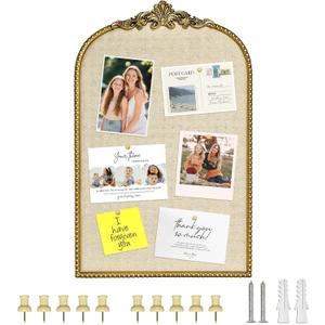 31"x21"Vintage Bulletin Board,Ornate Large PinBoard with Gold Frame for Wall Decor,Home Office to Display Photos,Notes