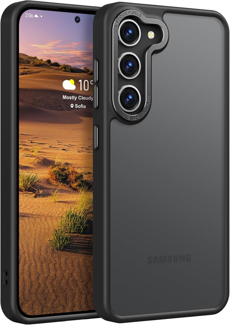 Rayboen for Samsung Galaxy S23 Plus case, Translucent Frosted Skin Feel Anti-Scratch Hard PC Back Soft Silicone Edge, Slim Fit Shockproof Protective Phone Cover for Samsung S23+ Plus, Matte Black