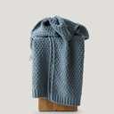 EVERGRACEHOME Chunky Chenille Knit Throw Blanket for Couch, Soft Luxurious Moss Stitch Blankets for Bed, Cozy Decorative Farmhouse Knitted Throws for Sofa, Stormy Blue, 50" x 60"