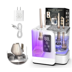 5in1 Electric Makeup Brush Cleaner & Dryer Machine Portable Automatic USB Cosmetic Brushes Cleaner Tool with DeepClean Silicone Brush for All Size Brushes (Contour, Eyeshadow, Blush)