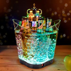LED Ice Bucket - Portable Colorful Gradient Ice Bucket 6 Liter,Great for Home Bar, Chilling Beer, Champagne (Four Leaved Clover-1pcs)
