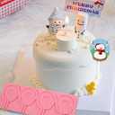 3 x 4-Cavity Christmas Chocolate Lollipop Fondant Mold, Christmas Snowman Silicone Mold, Practical Baking Supplies, for DIY Candy Biscuits Cupcake Toppings Flower Paste Dough Clay Resin Pendants