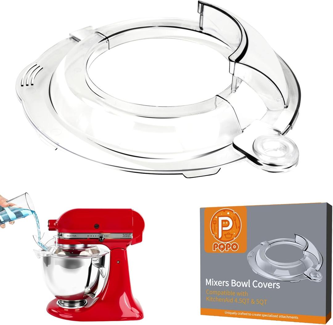 Pouring Shield Compatible KitchenAid 4.5QT & 5QTTilt-Head Stand Mixers,With KitchenAid mixer coverFully Enclosed Foldable Lid Mixer Bowl Cover