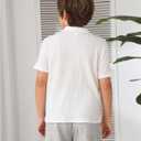 Verdusa Boys Button Down Dress Shirt Tops Short Sleeve Collar Casual Shirts (White) 11-12 YRS