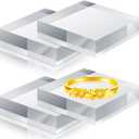 Kigeli 4 Pieces 4 x 4 x 1 Inches Acrylic Cubes for Display Polished Display Block Riser Square Clear Acrylic Pedestal Stand for Jewelry Cake Ring Base Holder