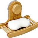 Wall Mounted Soap Dish Removable by Odeden, Bamboo Soap Holder with Arc-Shaped Designed for Shower, Bathroom, Tub, Kitchen, No More Soggy Soap, Sponge Holder Detachable for Clean