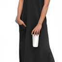 GRECERELLE Women Summer Plus Size Round Neck Casual Maxi Dress with Pockets (3X-Large, Black)