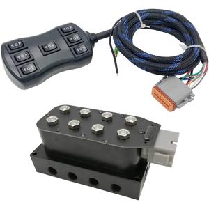 4 Corner Solenoid Valve Air Rid Manifold for 4 Air Bag Suspension System with 10 Feet 7-Switch Wired Remoted Controller Ports (3/8 NPT Ports)