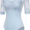 Women's Long Sleeves Leotards for Dance Adult Ballet Leotard for Grils (Blue, M)