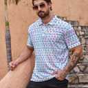 Men's Funny Golf Shirt Short Sleeve, Casual Polo Shirts for Men | 3d Print, Quick-Dry Athletic Golf Polo Shirts, Moisture Wicking Performance, 4-Way Stretch, (White, M)