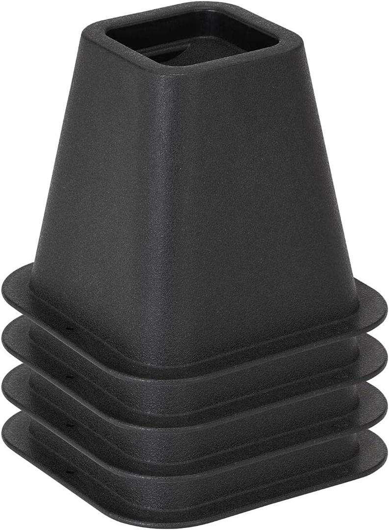 Simplify 6 Inch Bed Riser | Pack of 4 | Bed & Furniture Lifter Wheel Grooves | Under-Bed Storage | Bedroom & Dorm | Black, Six Inch
