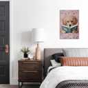 Funny Animal Canvas Wall Art Cute Dog Reading Books In Bed Posters Vintage Trendy Pink Preppy Print Painting Picture Pet Lovers Wall Decor for Girls Bedroom Living Room Bathroom 12x18inch Framed