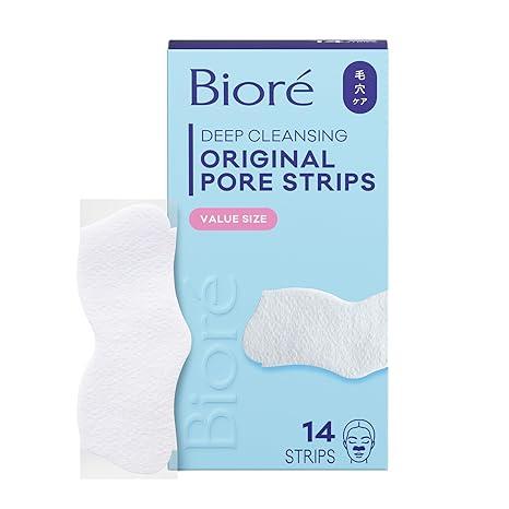Bioré Original Blackhead Remover Strips, Deep Cleansing Nose Strips With Instant Pore Unclogging, Features CBond Technology, OilFree, NonComedogenic Use, 14 Count