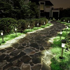 SOLPEX 16 Pack Solar Outdoor Lights Pathway, Stainless Steel Solar Lights Outdoor Waterproof,LED Landscape Lighting Walkway for Landscape/Patio/Lawn/Yard/Driveway-Cold White