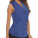 Cucuchy Style Womens Golf Shirts Sleeveless 1/4 Zip Up Moisture Wicking Tennis Polo Tank Tops M-3XL (Blue, L)