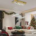 Modern Gold Wave Rectangular Chandelier for Dining Room Over Table, 6-Lights Raindrop Elegant Ceiling Light Fixture for Kitchen Island, Funny Flush Mount Pendant Light for Kids/Girls Room, l23.6'' X W9.8'' X H27.6''