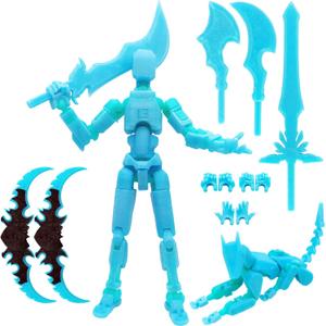 Titan 13 Action Figures (Grow in The Dark Blue) T13 3D Action Figure Set Already Assembled Dummy Robot Nova 13 Printed Multi-Jointed Movable Toy for Gift Collectors, Blue