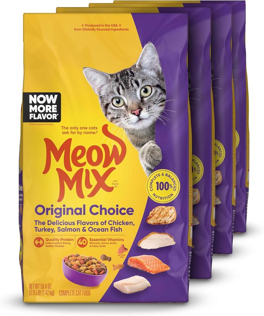 Meow Mix Original Choice Dry Cat Food, 3.15 Pound (Pack of 4) (EXP 05/15/27)