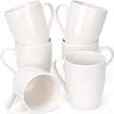 6 Pack Ceramic Coffee Mugs Set, 12 OZ Porcelain Coffee Cups with Handle, Hot Tea, Americano, Mocha, Milk, Latte, Snow, Dishwasher and Microwave Safe, Set of 6 White