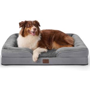 Bedsure Orthopedic Dog Beds Large Sized Dog - Washable Large Dogs Bed Waterproof, Big Comfort Pet Couch with Washable Removable Cover, Supportive Foam Pets Sofa with Nonskid Bottom,Grey (35.0"L x 25.0"W x 6.5"Th)