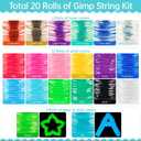 Lanyard String, 20 Rolls Gimp String, Plastic Strings Lacing Cord, Boondoggle Strings Kit 1200 Feet and 52Pcs Keychain Lanyards Accessories for Keychain Crafts, Bracelet with Instruction Box