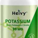 Heivy Potassium Citrate 99mg 500 Capsules | Potassium Supplement for Electrolyte Support | Vegan, Gluten-Free| Lab Tested | Made in USA