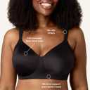 Playtex Women's Wireless Bra, T-Shirt Bras, Full Coverage, Moisture-Wicking, 4750 (Black), 42C