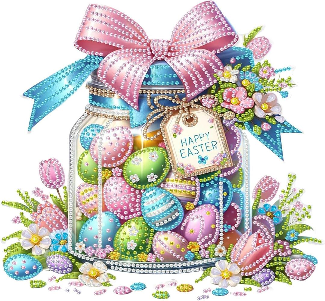 3 x Easter Diamond Art Kits for Adults, Easter Eggs Special Shape Diamond Painting, DIY Gem Art Crystal Rhinestones for Gift Home Wall Decor 12x12 Inch