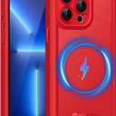 COOLQO Magnetic for iPhone 13 Pro Case, Dual Layer Matte Scratch-Resistant, Red