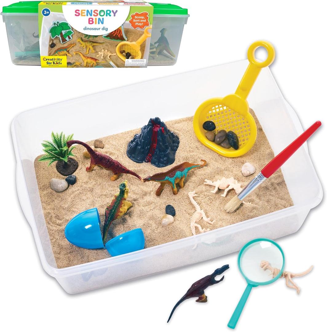 Creativity for Kids Sensory Bin: Dinosaur Dig - Toddler Sensory Toys, Sensory Bin Filler and Toddler Activities for Boys and Girls, Dinosaur Toys for Kids Ages 3-5+