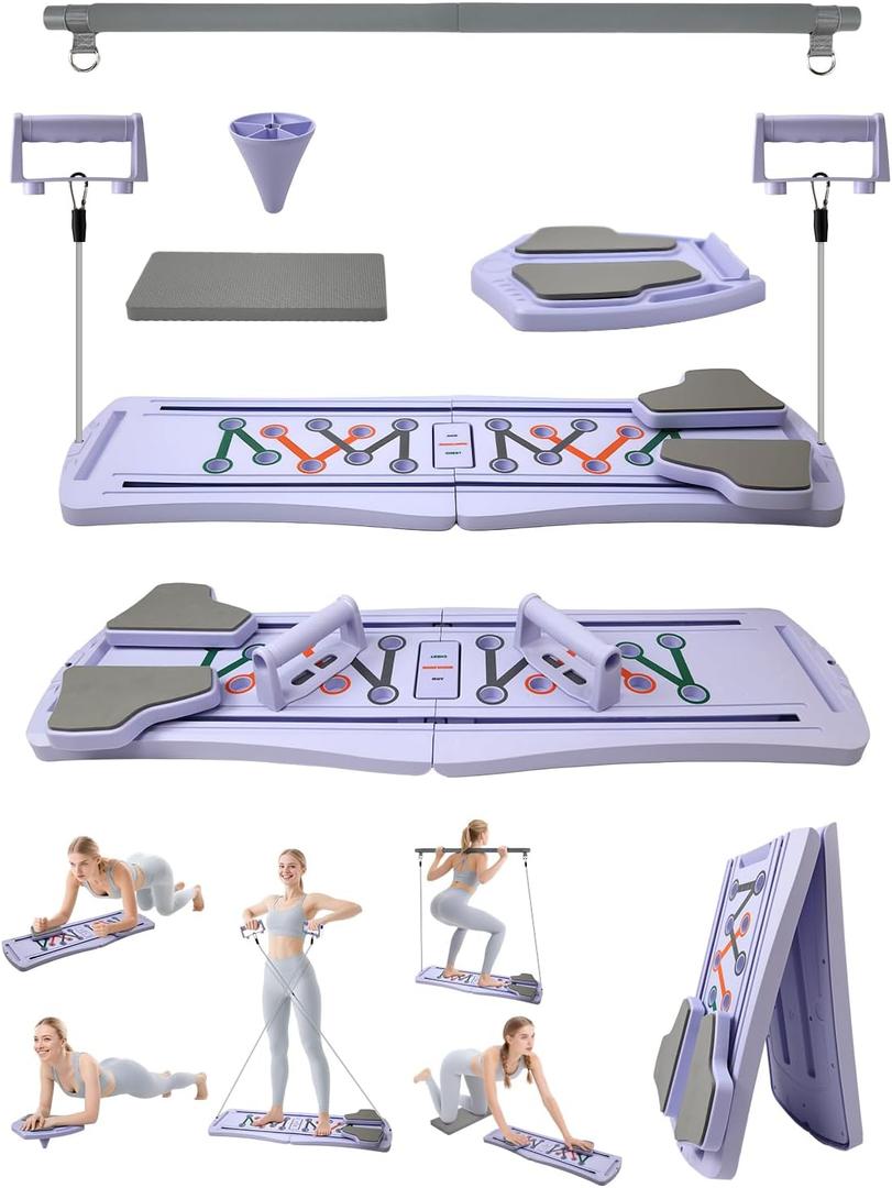 Pilates Board,Pilates Reformer Sets, Multifunctional Abdominal Pilates Board for Home Workout,Fitness Equipment, Portable Foldable Ab Board Trainer Pilates Exercise Machine for Women