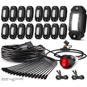 Rock Lights,LEDMIRCY R2 Pure White LED Rock Lights Kit 16PCS with Toggle Switch Wiring Harness Ultra Bright for UTV Trucks ATV Underglow Light Trail Rig Under Body High Power Waterproof